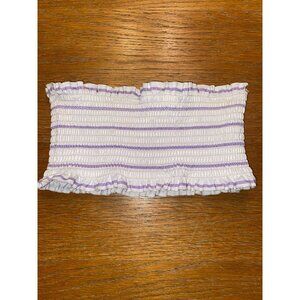 Smocked Strapless Tube Top Bathing Suit With Ruffle Hem